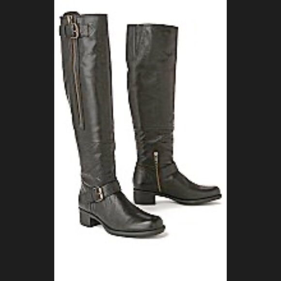Anthropologie tall women's black leather riding style boots EUC, 9M - Picture 13 of 14